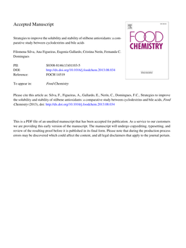 Strategies to Improve the Solubility and Stability of Stilbene Antioxidants: a Comparative Study Between Cyclodextrins and Bile