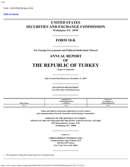 REPUBLIC of TURKEY (Name of Registrant)