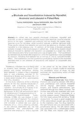 A-Blockade and Vasodilatation Induced by Nipradilol, Arotinolol and Labetalol in Pithed Rats