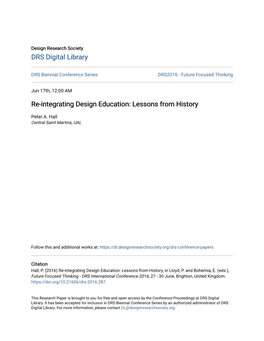 Re-Integrating Design Education: Lessons from History