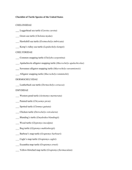 Checklist and Designations of Status for Florida Turtles