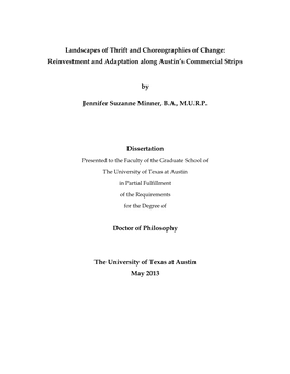 Reinvestment and Adaptation Along Austin's Commercial Strips By