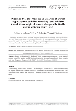 ﻿Mitochondrial Chromosome As a Marker of Animal Migratory Routes