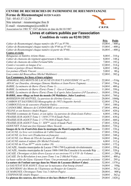 Ferme De Rieumontagné 81320 NAGES Livres Et Cahiers Publiés