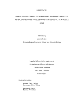 Dissertation Global Analysis of Mrna Decay Rates And