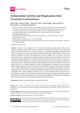 Antimicrobial Activity and Ellagitannins from Terminalia Ferdinandiana †