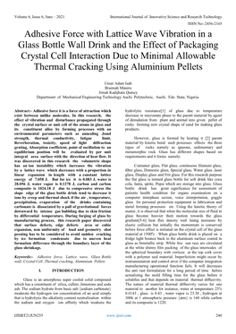 Adhesive Force with Lattice Wave Vibration in a Glass Bottle Wall