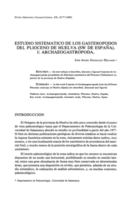 Estudio Sistemático De Los Gasterópodos Del Plioceno De Huelva (Sw De España)