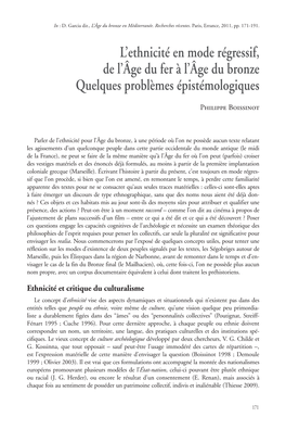 L'ethnicité En Mode Régressif, De L'âge Du Fer À L'âge Du