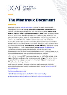 The Montreux Document Overview