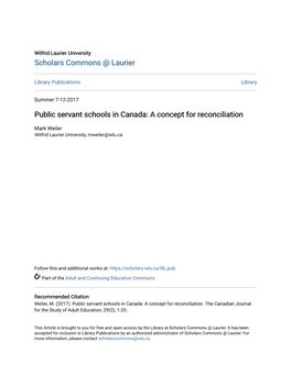 Public Servant Schools in Canada: a Concept for Reconciliation