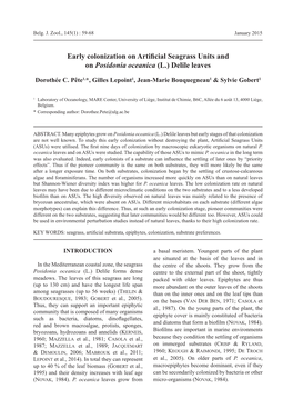 Early Colonization on Artificial Seagrass Units and on Posidonia Oceanica (L.) Delile Leaves