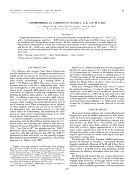 CHROMOSPHERIC Ca Ii EMISSION in NEARBY F, G, K, and M STARS1 J