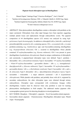 Pigment−Based Chloroplast Types in Dinoflagellates Manuel Zapata1