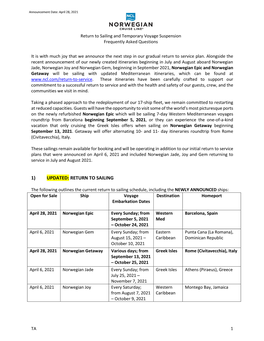 Sailing and Temporary Voyage Suspension Frequently Asked Questions