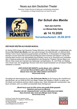Neues Aus Dem Deutschen Theater Der Schuh Des Manitu Ab 14.10.2020