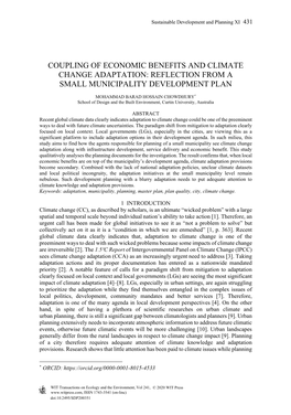 Coupling of Economic Benefits and Climate Change Adaptation: Reflection from a Small Municipality Development Plan