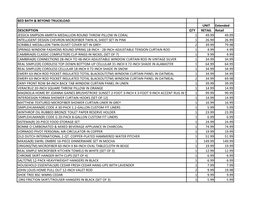 BED BATH & BEYOND TRUCKLOAD UNIT Extended DESCRIPTION QTY