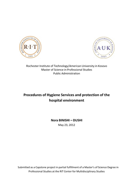 Procedures of Hygiene Services and Protection of the Hospital Environment