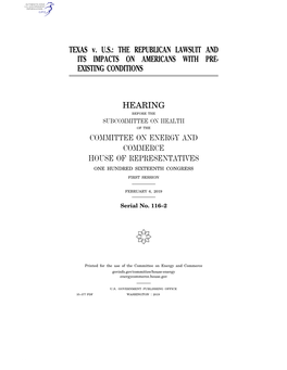 The Republican Lawsuit and Its Impacts on Americans with Pre- Existing Conditions