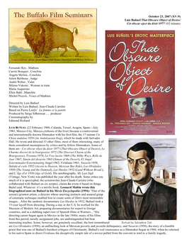Luis Buñuel That Obscure Object of Desire/ Cet Obscur Oject Du Désir 1977 102 Minutes