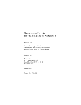 Management Plan for Lake Lansing and Its Watershed