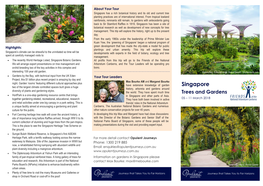 Singapore Has a Rich Botanical History and Its Old and Current Tree Planting Practices Are of International Interest