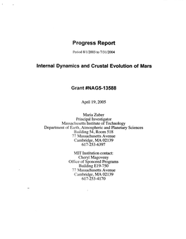 Internal Dynamics and Crustal Evolution of Mars