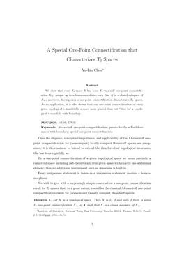 A Special One-Point Connectification That Characterizes T0 Spaces