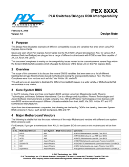 PEX 8XXX PLX Switches/Bridges RDK Interoperability