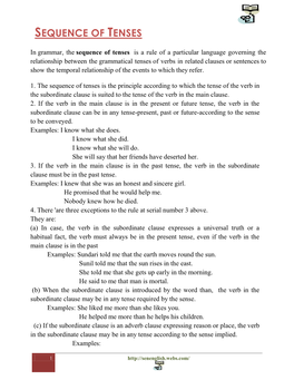 Sequence of Tenses