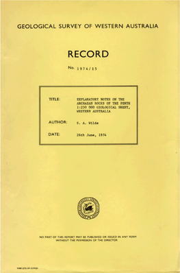 Record 1974/15: Explanatory Notes on the Archaean Rocks of the Perth 1