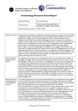 A Community Archaeology Project at Killyloughran, Creggan, South Armagh