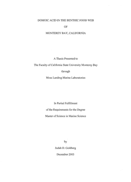 Domoic Acid in the Benthic Food Web of Monterey Bay, California