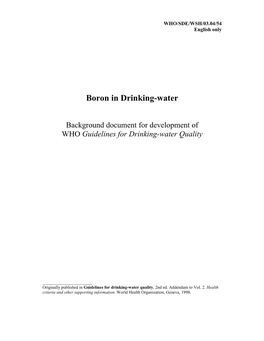 Boron in Drinking-Water