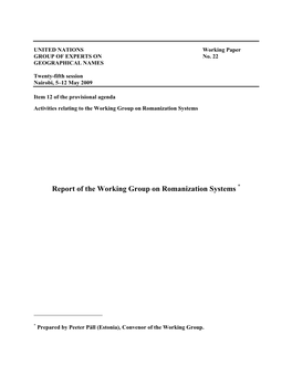 Report of the Working Group on Romanization Systems *