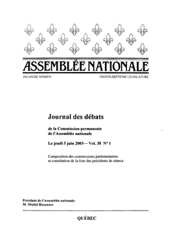 Assemblee Nationale Première Session Trente-Septième Législature