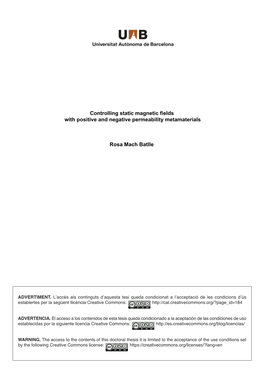 Controlling Static Magnetic Fields with Positive and Negative Permeability Metamaterials Rosa Mach Batlle