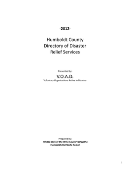 Humboldt County Directory of Disaster Relief Services V.O.A.D