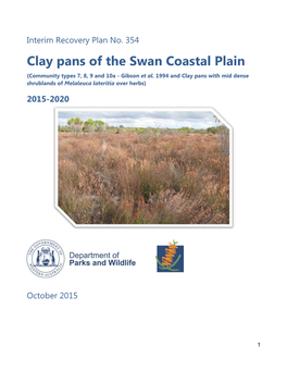 Clay Pans of the Swan Coastal Plain (Community Types 7, 8, 9 and 10A - Gibson Et Al