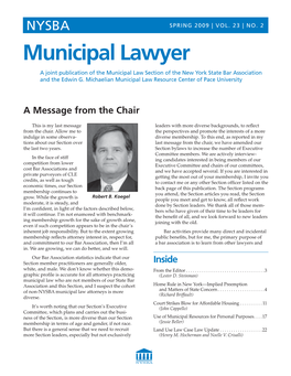Municipal Lawyer a Joint Publication of the Municipal Law Section of the New York State Bar Association and the Edwin G