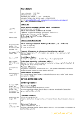 Curriculum Vitae Comune Di Cordenons (PN) Ufficio Edilizia Privata– Cat