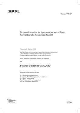 Biogeoinformatics for the Management of Farm Animal Genetic Resources (Fangr)