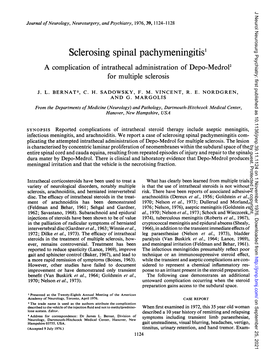 Sclerosing Spinal Pachymeningitis1 a Complication of Intrathecal Administration of Depo-Medrol2 for Multiple Sclerosis