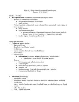 Plant Identification and Classification Summer 2016 -‐ Notes Week 4