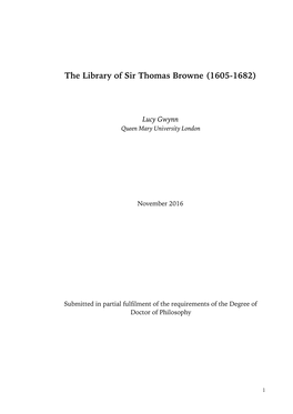 The Library of Sir Thomas Browne (1605-1682)