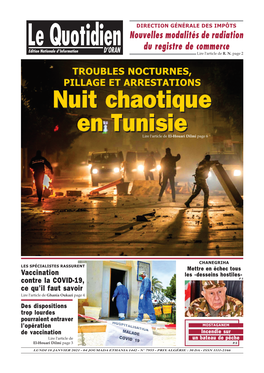 Pdf Le Quotidien D Oran Du 2021-01-18