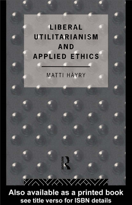 Liberal Utilitarianism and Applied Ethics