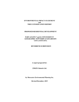 ENVIRONMENTAL IMPACT STATEMENT and TREE CONSERVATION REPORT