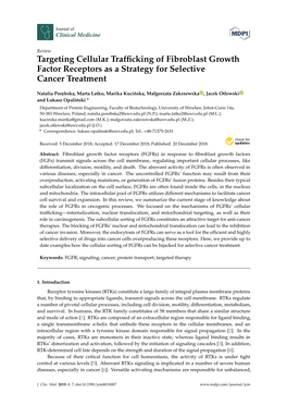 Targeting Cellular Trafficking of Fibroblast Growth Factor Receptors